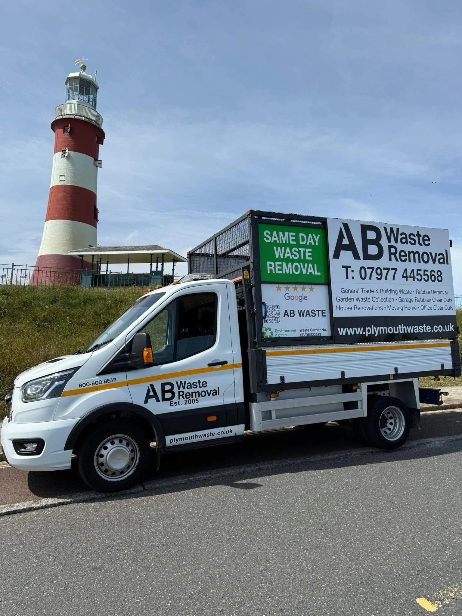 AB Waste Removal van on Plymouth Hoe